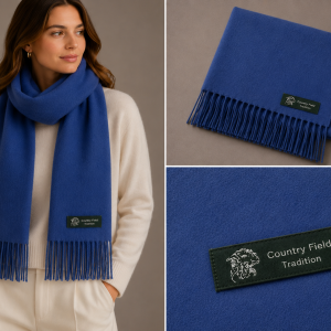 Unisex Country Field Traditional Cashmere Scarf Cobalt Blue