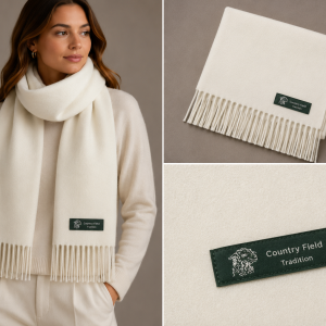 Unisex Country Field Traditional Cashmere Scarf White
